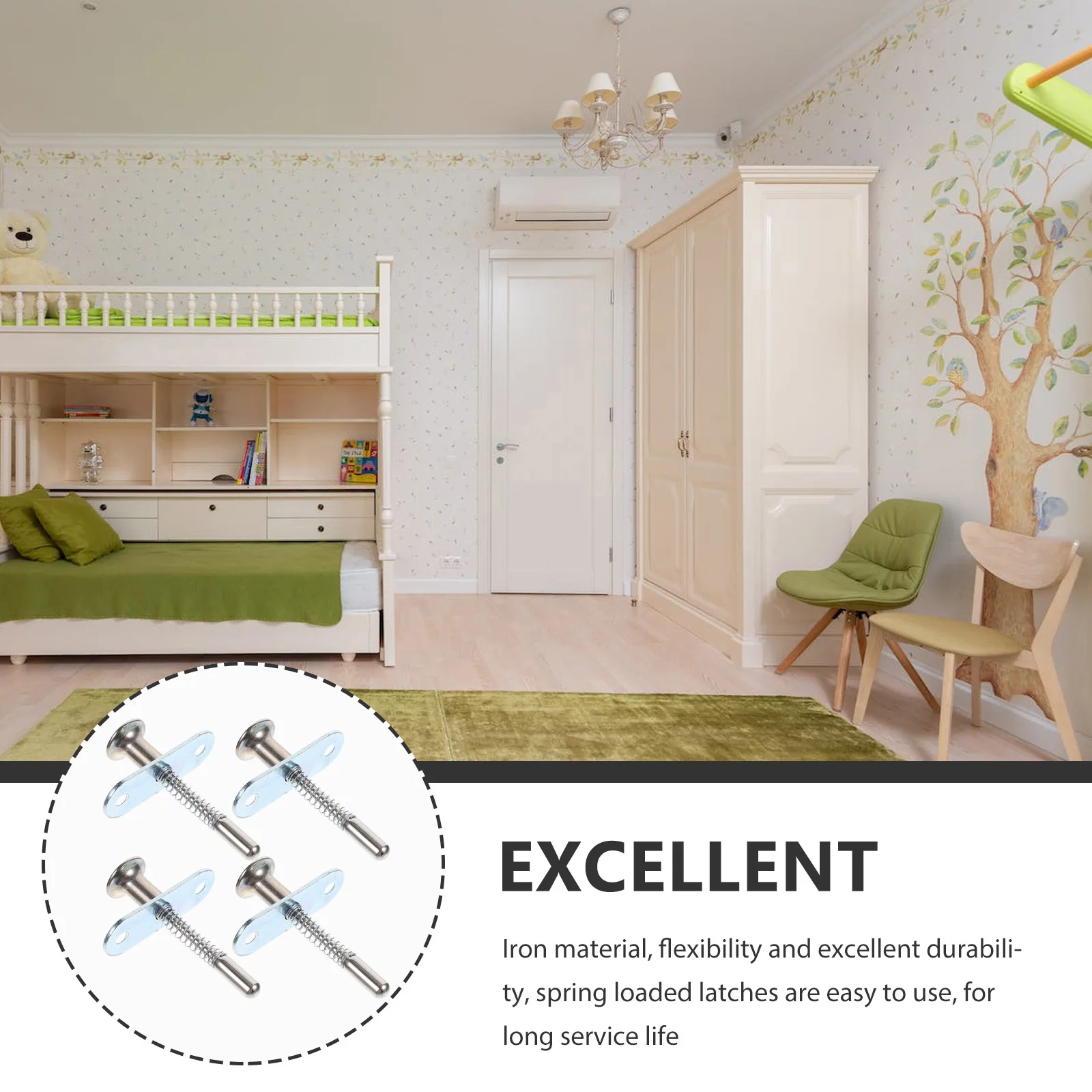 

4pcs Spring Loaded Plunger Latch Durable Bed Fastening Hardware Locking Pin for Cabinet Furniture Rabbit Cage Window Screen