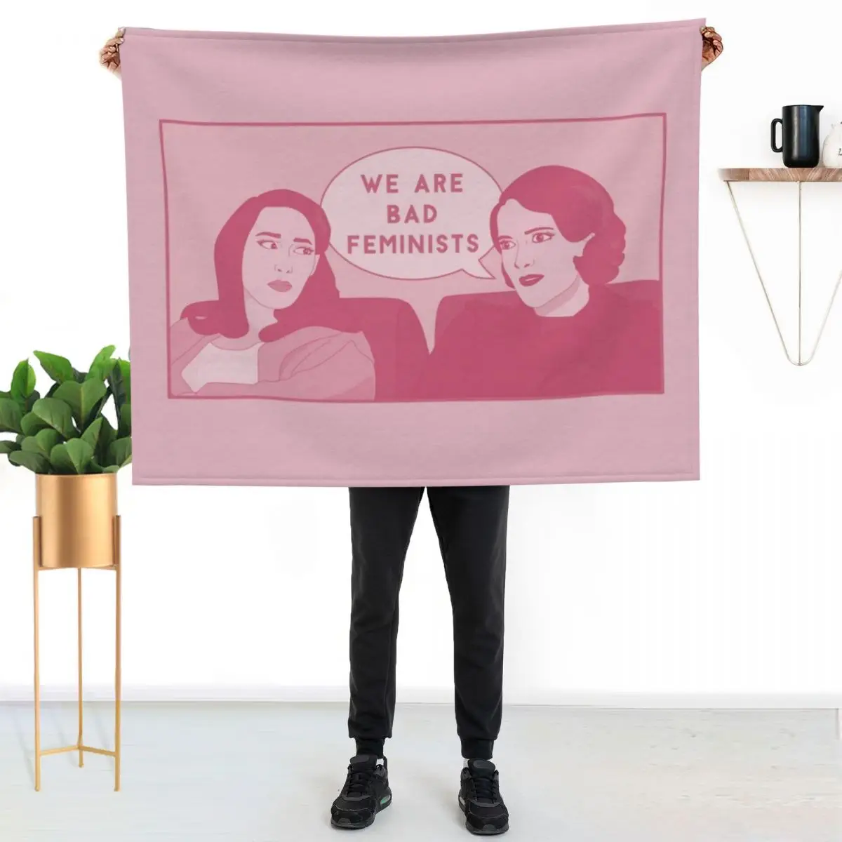 

Fleabag We Are Bad Feminists Comic Pink Pastel Illustration Throw Blanket Soft Plush Blanket as Housewarming Gift