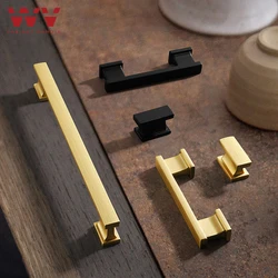 WV High Quality Modern Black Gold Kitchen Cabinet Handles and Knobs Drawer Handles Wardrobe Door Pulls Furniture Hardware