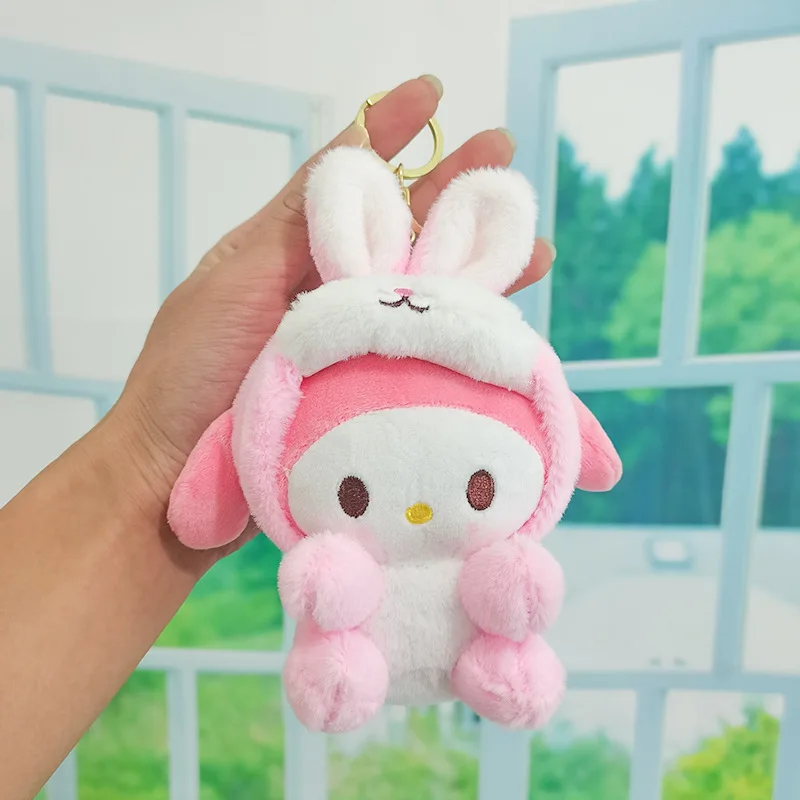 Cartoon Fragrance Sanrio Plush Keychain Pendant Gift Kawaii Rabbit Cross Dressing Backpack Accessories Melody Kuromi Doll