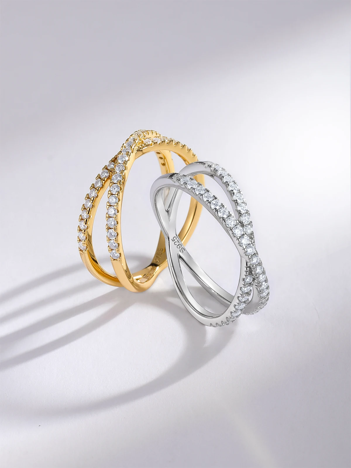 APIR Moissanite Inlaid Infinity Cross Ring 925 Sterling Silver Women’s Stackable Diamond Rings Daily Fashion Jewelry Wholesale