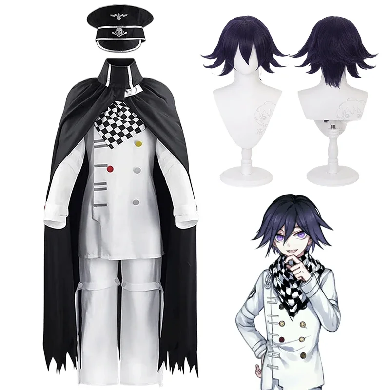 Danganronpa V3 Kokichi Oma Cosplay Costume President Uniforms Scarf Cloak Wig Suit Halloween Party Clothes Costumes