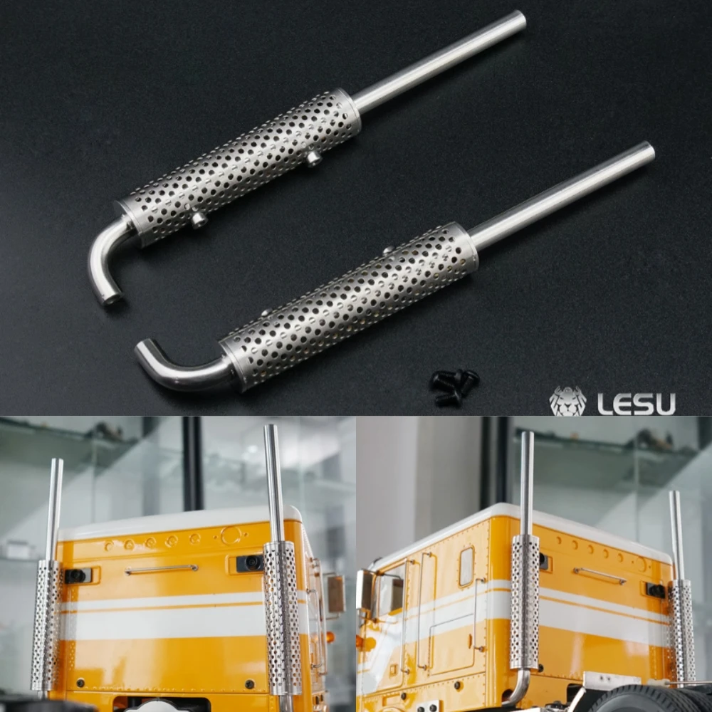 LESU 1 Pair of Metal Chimney 1/14 For TAMIYA King Hauler Grand Hauler Globe Liner Rc Tractor Truck Car Model DIY Accessories