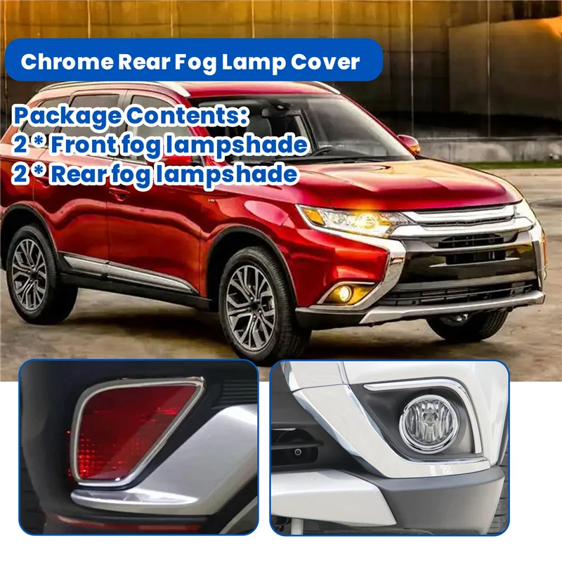 ABIB -ABS Chrom-Nebelscheinwerfer vorne und hinten, dekorativer Rahmen für Mitsubishi Outlander 2016–2020