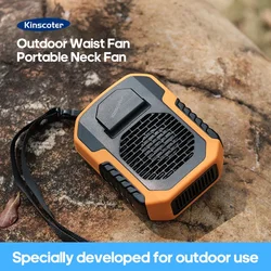 Kinscoter-miniventilador portátil recargable por USB, ventilador colgante de cuello y cintura de 6000mAh, para acampar al aire libre, senderismo, escalada, correr y Deportes