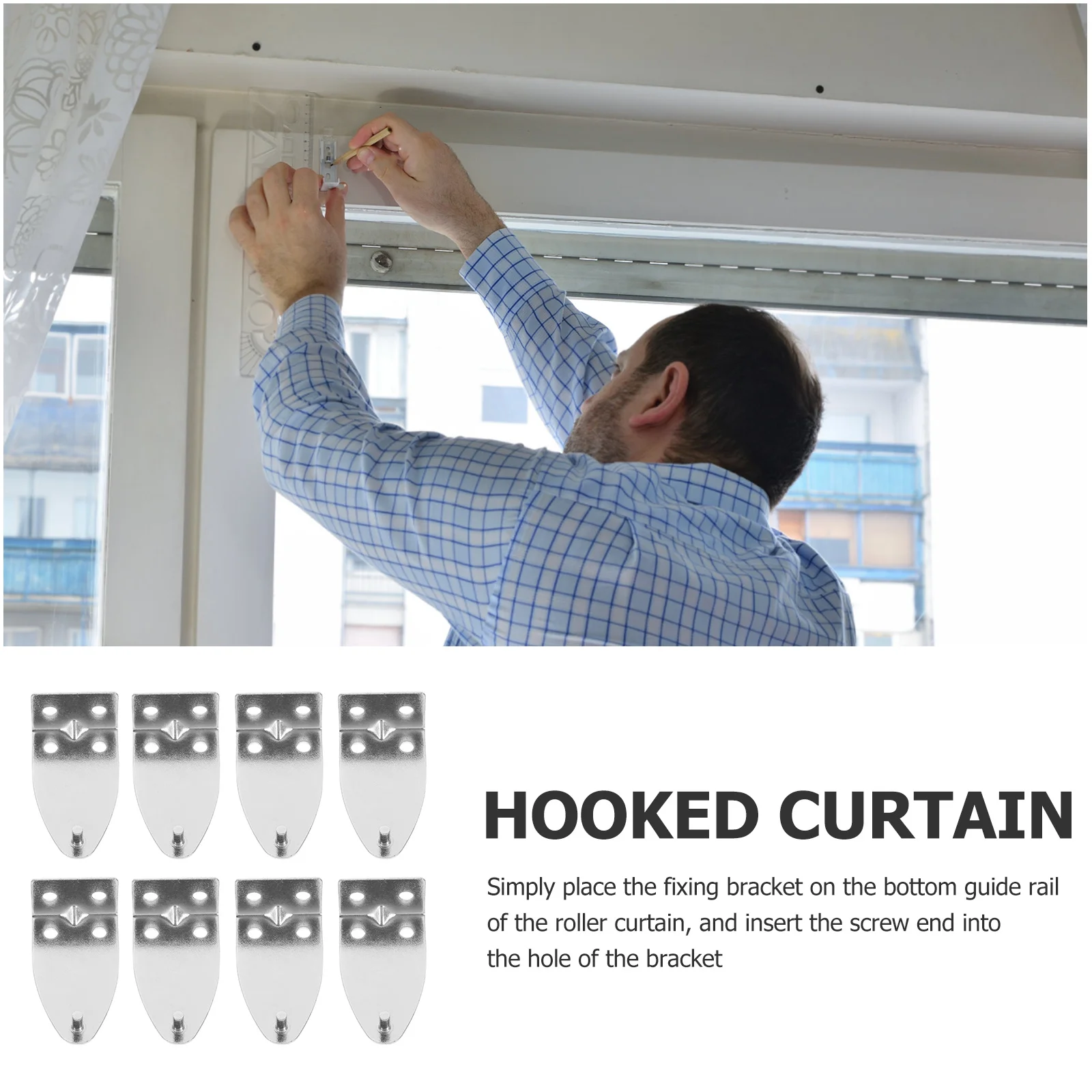 

8pcs Metal Blind Brackets Sturdy Corrosion Resistant Easy Install Hold Down Valance Clips Horizontal Blinds Replacement Parts