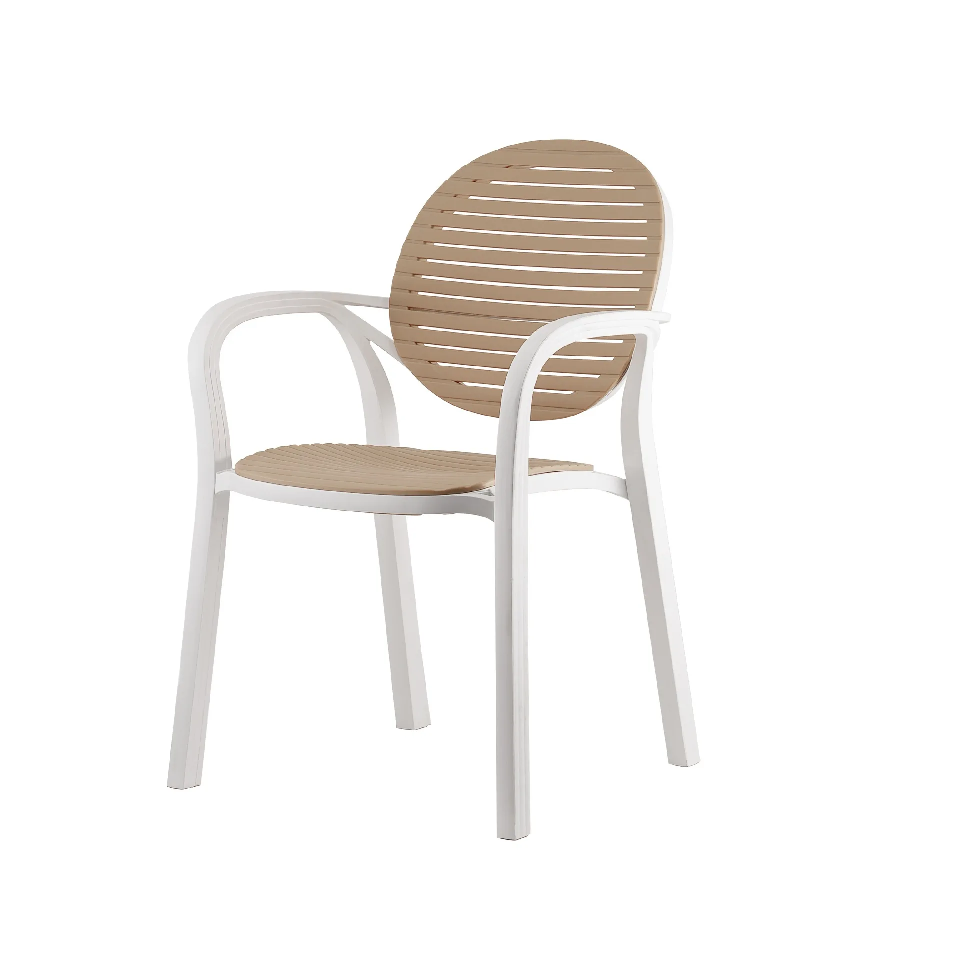 

Nordic Fashion Backrest Armrest Leisure Chair, Stackable, Elastic PP Restaurant