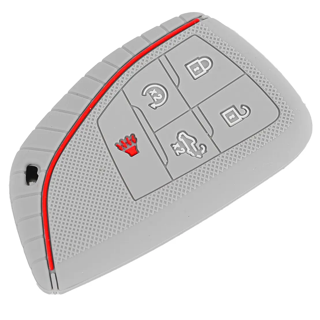 5 Button Remote Key Fob Cover Case Fit For Chevrolet Silverado GMC Sierra Buick 2022 2023 2024 Black & Grey Silicone view 5