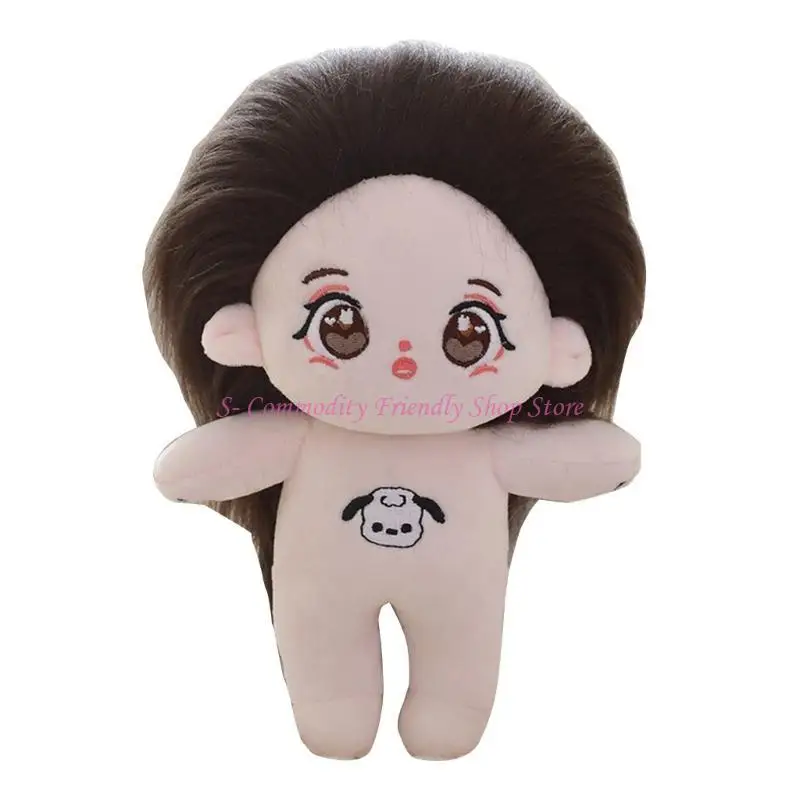 

85AE Stuffed Idol Delicate Idol Figure Soft Toy Room Decorations Emotion Appease for Toddler Girls Office Ornament
