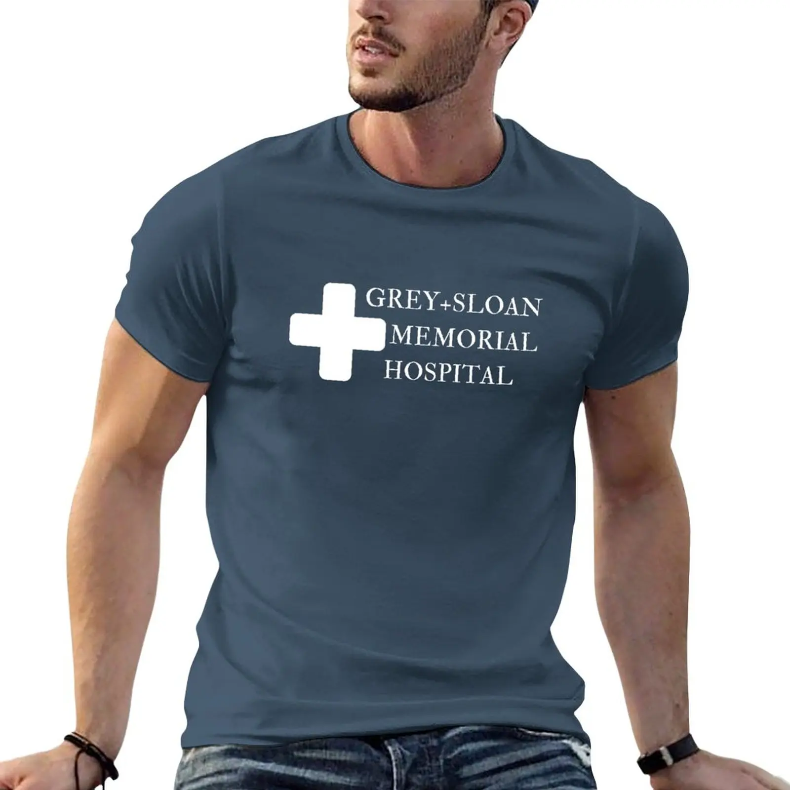 Greys Anatomy Grey+Sloan Memorial Hospital T-Shirt plus sizes summer top korean fashion blacks slim fit t shirts for men