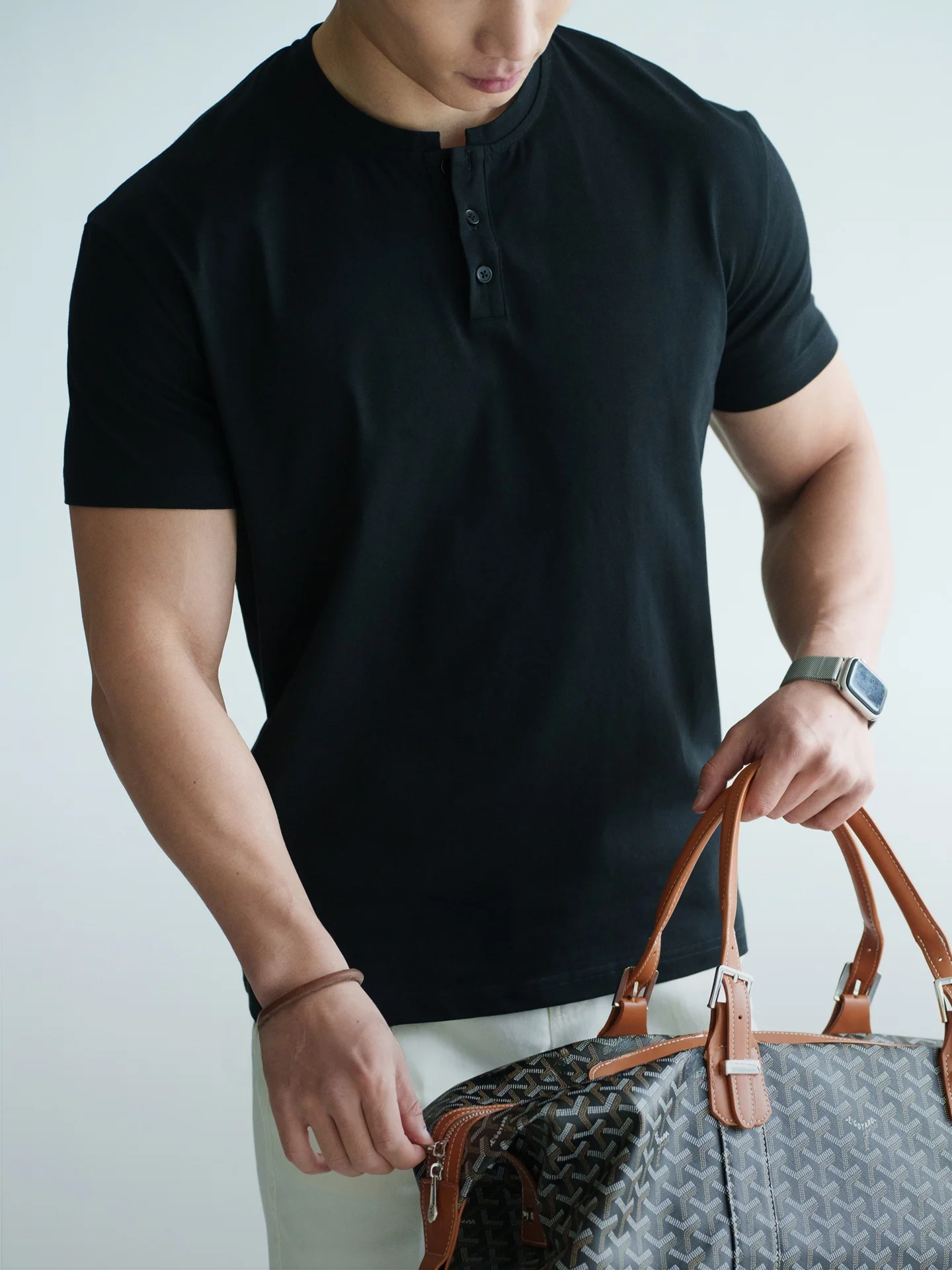 

Мужская летняя футболка UBV American Slim Fit из смесового хлопка и полиэстера с коротким рукавом, охлаждающая, облегающая, для фитнеса