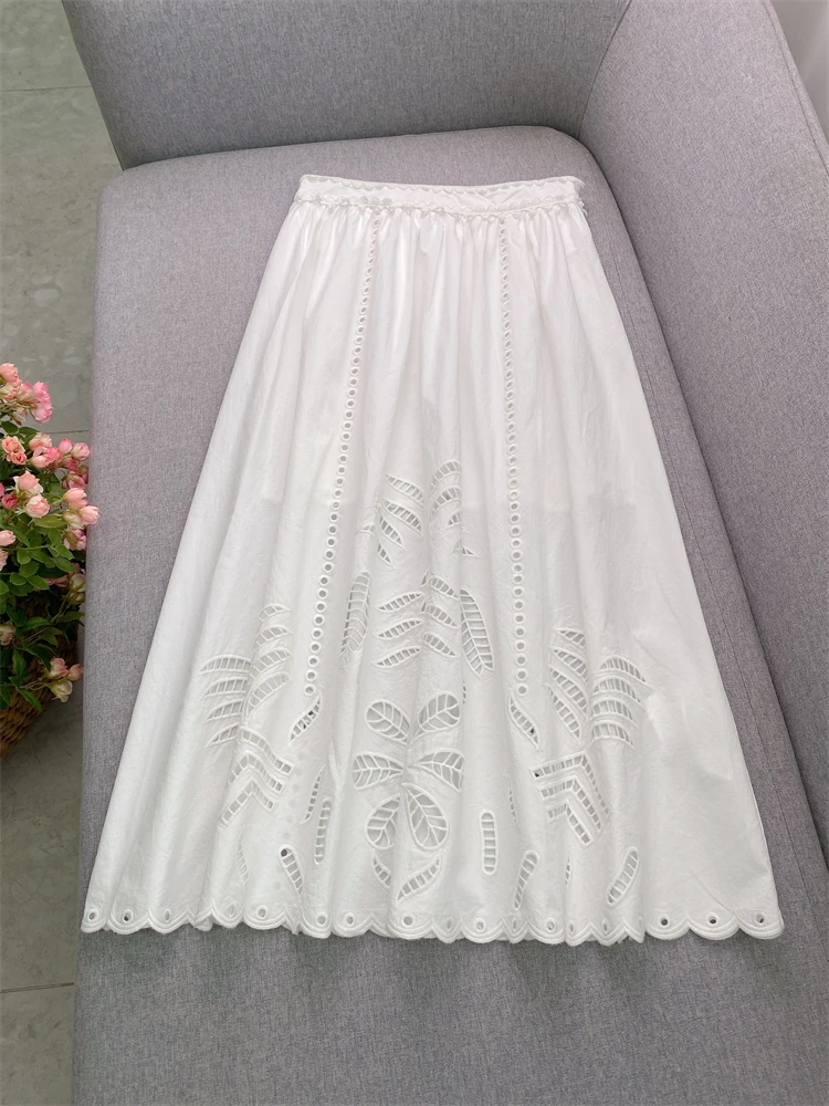 

Zoyoyued Luxury Embroidered Lace Hollow out Svel Top + High Waist Skirt Faion Set for Women Summer 2025