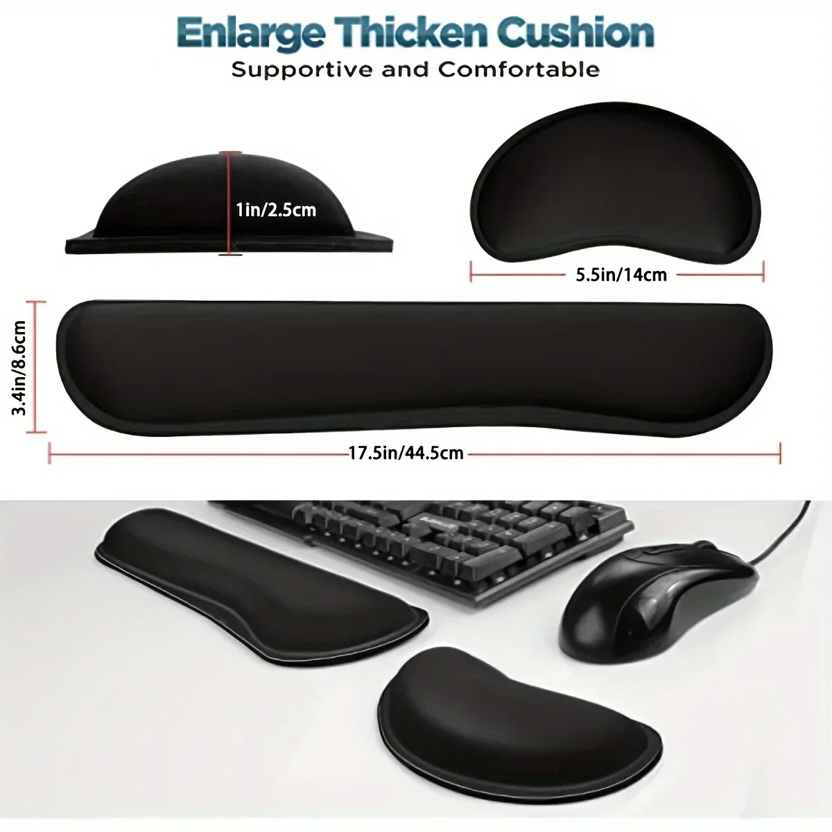 Widen Memory Foam Nonslip Mouse Pad Wrist Support Keyboard Wrist Rest Support for Office, Computer, Laptop & Mac & Comfortable