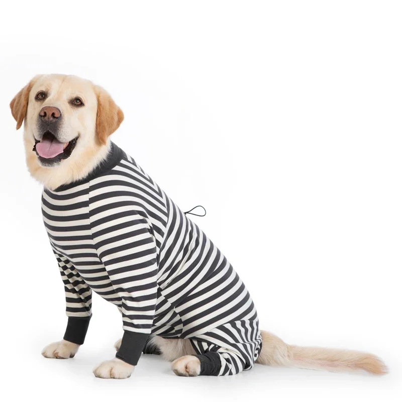 Dog Pajamas for Large Dogs Lightweight Stretch Stripe Dog Onesie Clothing Anti Licking Recovery Dog Clothes for Golden Retriever