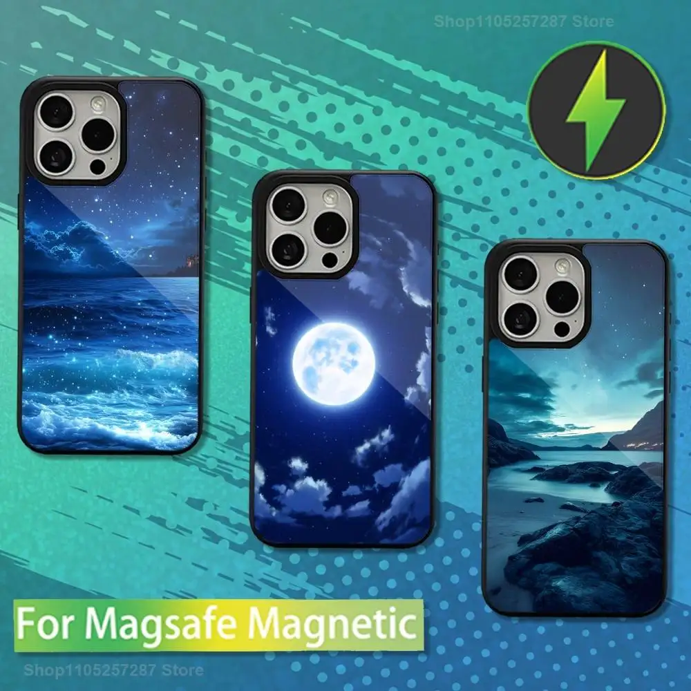 

Nature Art Night View For iPhone 16,14,13,15,11,12,17,Plus,Mini, Pro,For Magsafe,Max,Magnetic Wireless Charging Case