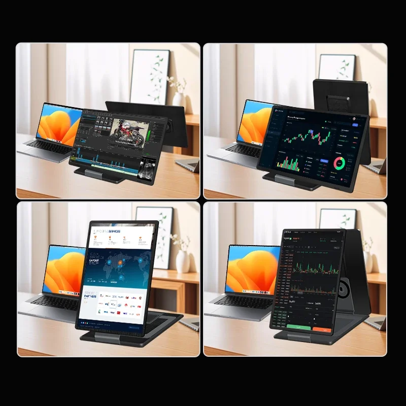 New Factory Prices Foldable Portable Tri-Screen Monitor 2.5K QHD IPS For Laptop Mac Windows Android Linux Chromebook Video Editi