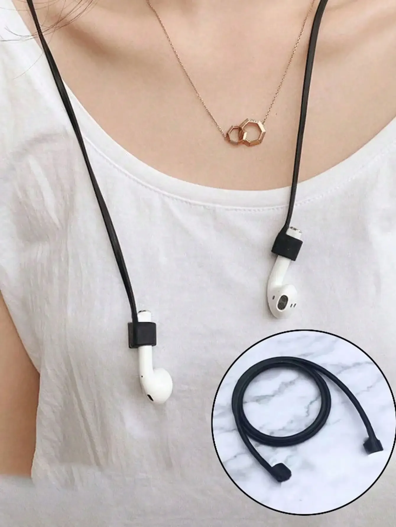 

1pc Universal Wireless Earphone Anti-Lost Lanyard, Durable Anti-Drop Earphone Strap 1 set Ball Wireless Earphone Cover Compatible With Airpods 1 2 Keychain Anti Lost Rope Silicone Protector For Headset