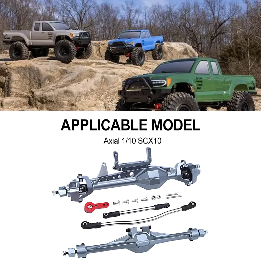 RCGOFOLLOW Aluminum Alloy Complete Front Rear Axle Protector Rc Front Rear Axle For 1/10 Rc Front Rear Axle Axial SCX10 Titanium