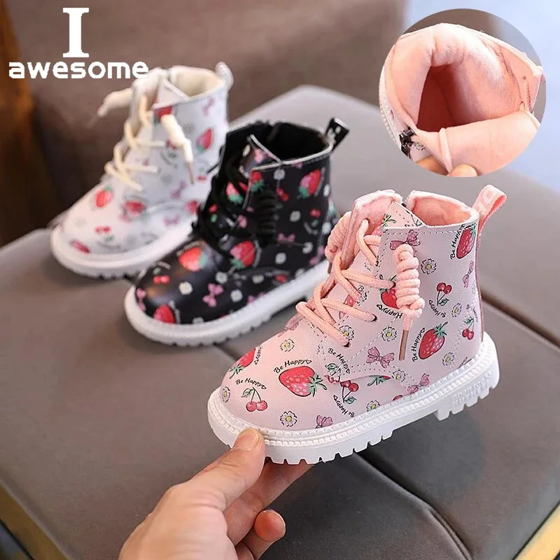 

New Children Shoes Boots For Girls Boots Fashion Leather Waterproof Winter Toddler Kids Snow Shoes Casual Soft Anti-slip