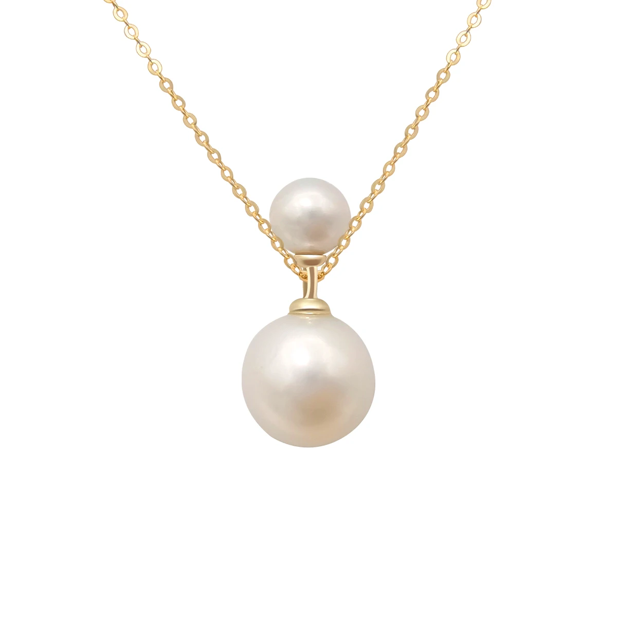 

Fine Jewelry 14K Real Gold Natural Round Shape Freshwater Pearl Pendant Necklace For Women Trendy Link Chain Weddings