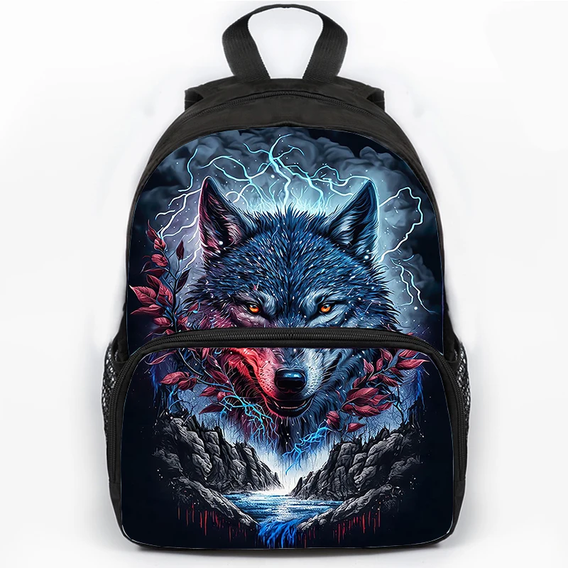 

Painted Wolf School Backpack Nebula Wolf Backpack Student Book Bag Howling Wolf School Bags for Teenage Girls Boys Daily Daypack