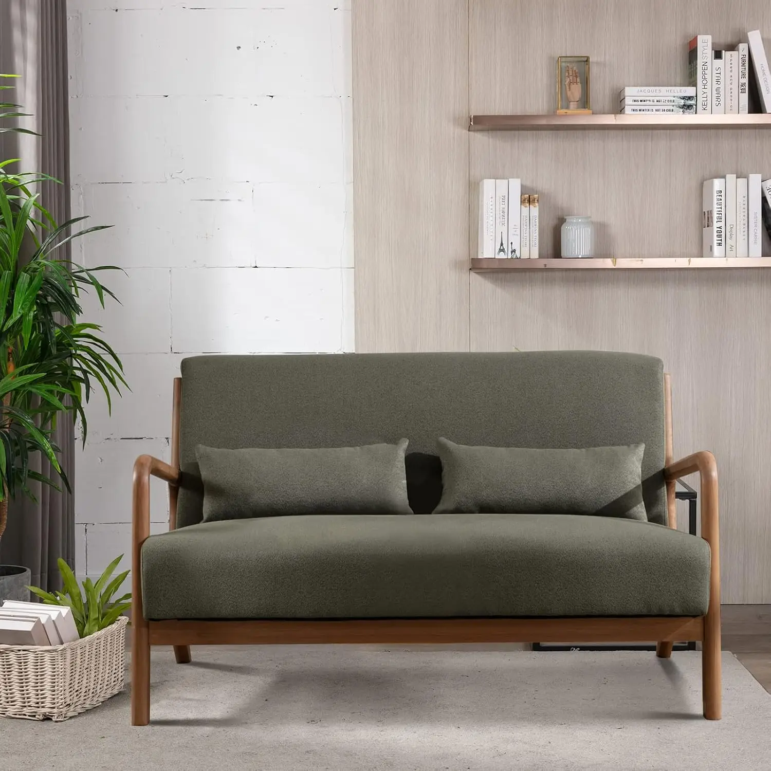 50 "Love ที่นั่งโซฟา 2 ที่นั่ง MID Century Modern Accent เก้าอี้, uplostered 2 คนโซฟา Loveseat สําหรับขนาดเล็กห้องนอนสํานักงาน, Wo