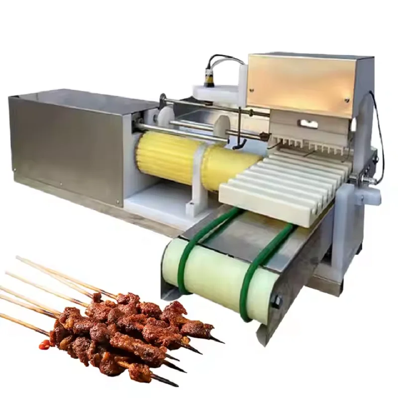 Kebab Maker Automatic Meat Lamb Satay Stringing Machine Atainless Steel Mutton Barbecue Machine