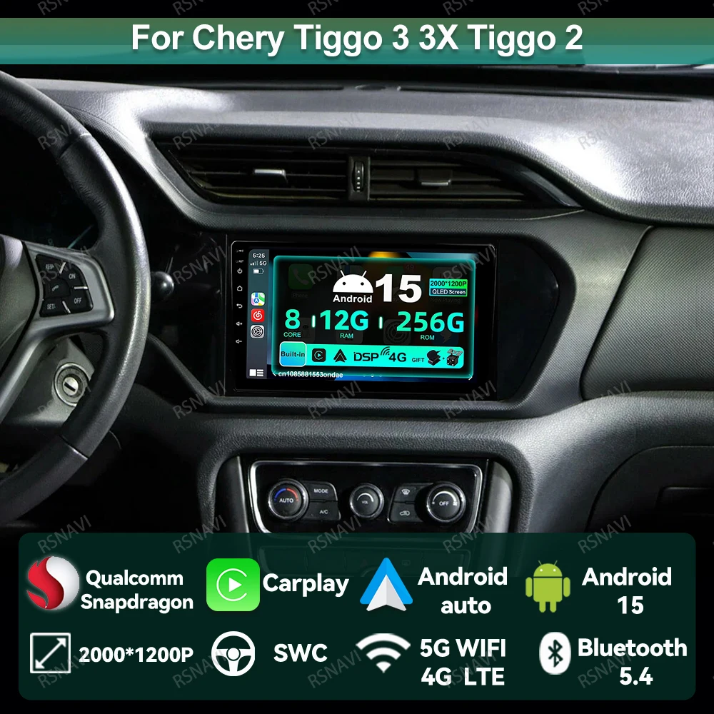 

Car Radio Android 15 For Chery Tiggo 3 3X Tiggo 2 NO 2DIN 8 Core IPS AUTO Multimedia WIFI+4G Carplay Autoradio Viedo Player DVD
