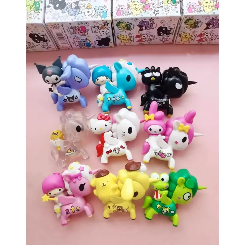 Original Genuine Cute Hello Kitty Sanrio Figure Anime Kawaii Kuromi Cinnamoroll My Melody Gudetamas Unicorn Figurine Toys Gift view 5