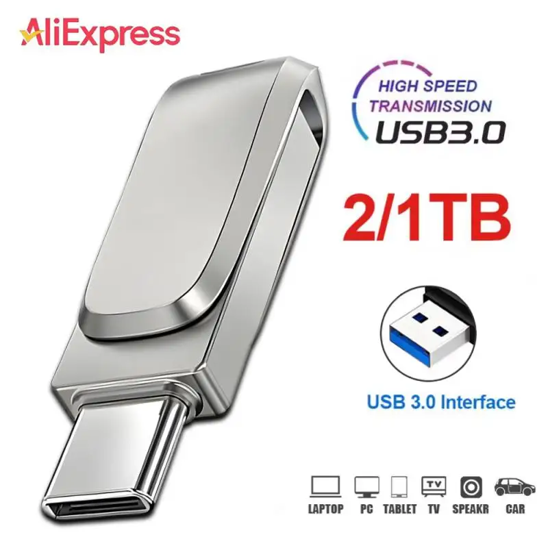 New 128GB Mini Pen Drive USB Memory USB Flash Drives 2TB 1TB 512GB TYPE C High Speed Usb3.0 Waterproof Pendrive U Disk For PC