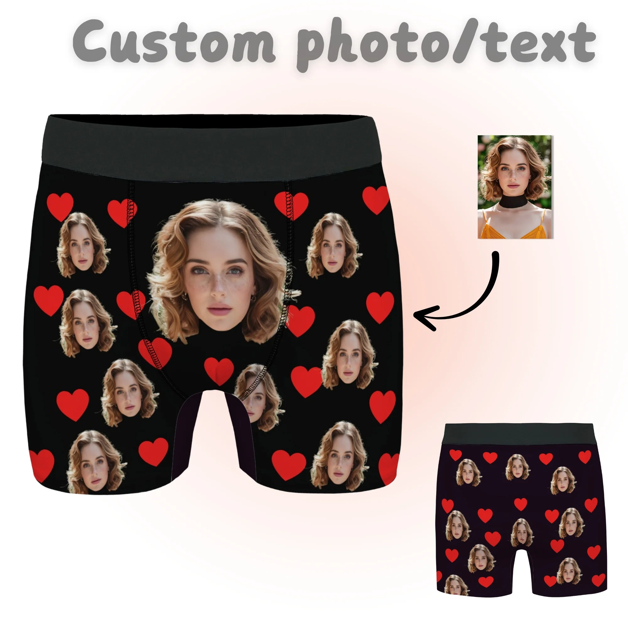 

Custom DIY men's underwear novelty fun personalized photo face underwear festival anniversary gift for boyfriend husband father
