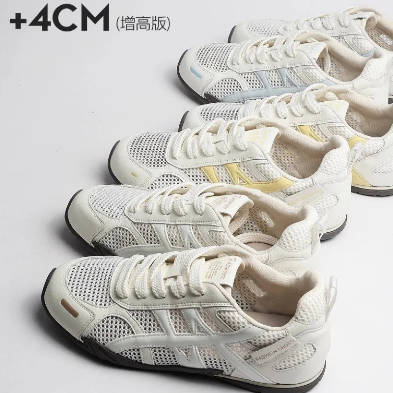 Thick-soled, Slim-Fit Mesh Training Shoes: Summer Elevated, Breathable Casual Sneakers