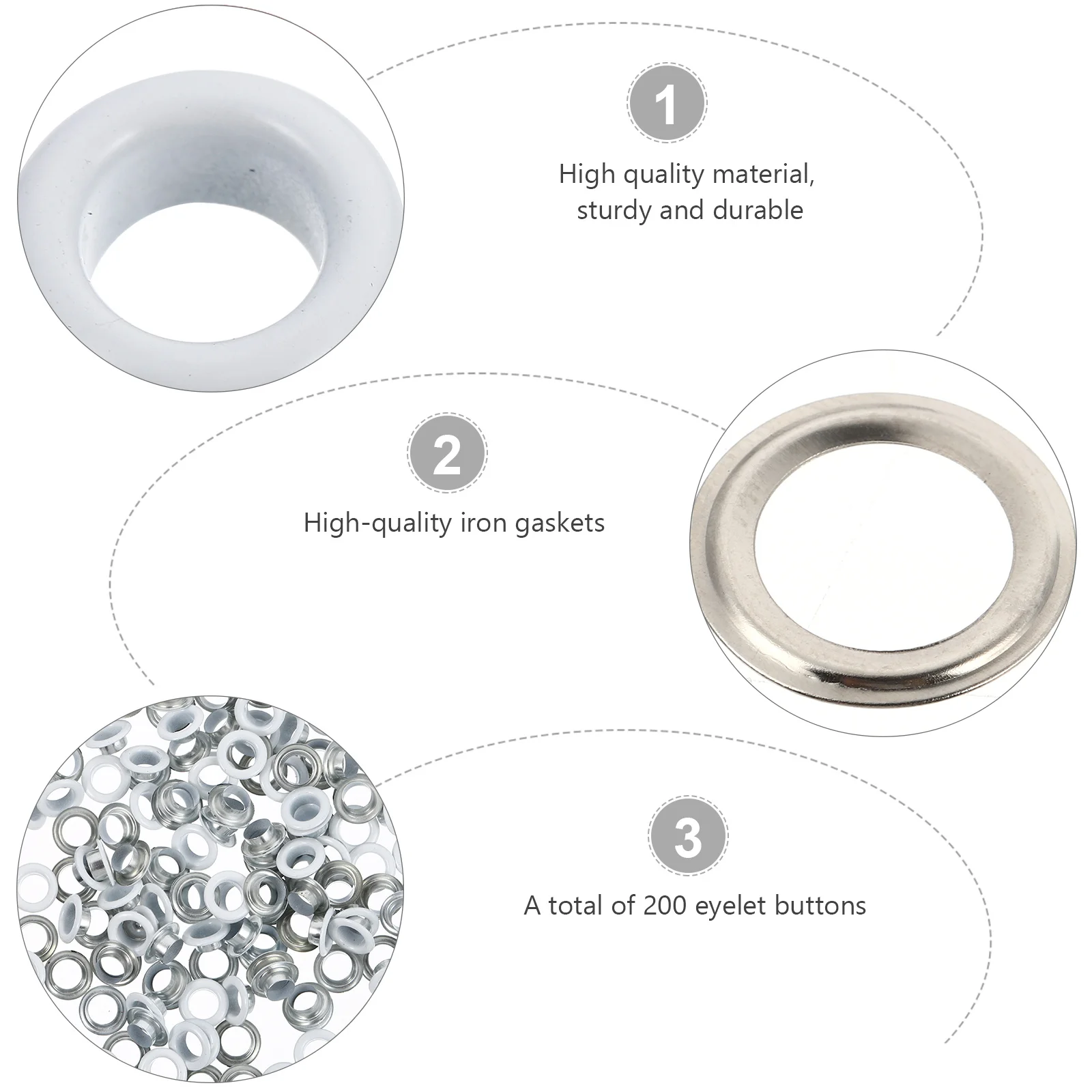 

200 pcs Eyelets Button Metal Grommets Kit For Shoes Clothing Bags Diy Crafts Snap Shoes Craft Buttons Fasteners Set Tool