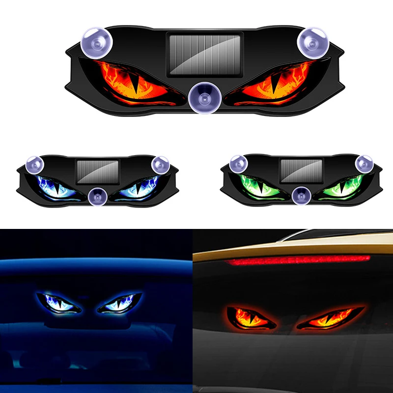 Solar Power Car Demon Eye Light Rechargeable Car Window Light with Suction Cup Car Dynamic Demon Eye LED Warning Light