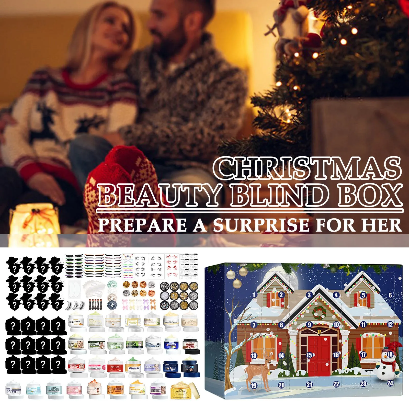 الفتيات ماكياج تقويم القدوم مفاجأة صندوق أعمى 24 قطعة منتجات العناية بالبشرة هدية صندوق عيد الميلاد العد التنازلي التقويم مجموعة العناية بالجمال