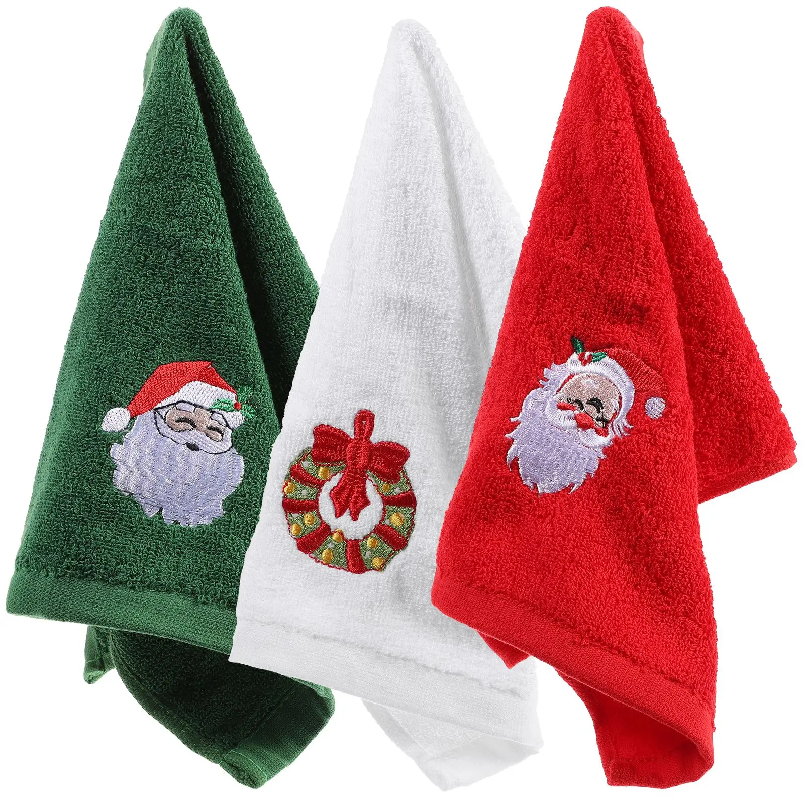 

3/4pcs Soft Cotton Towels Set Merry Christmas Santa Claus Hand Towels 32x45cm Absorbent Hand Bath Towels For Home Hotel Bathroom