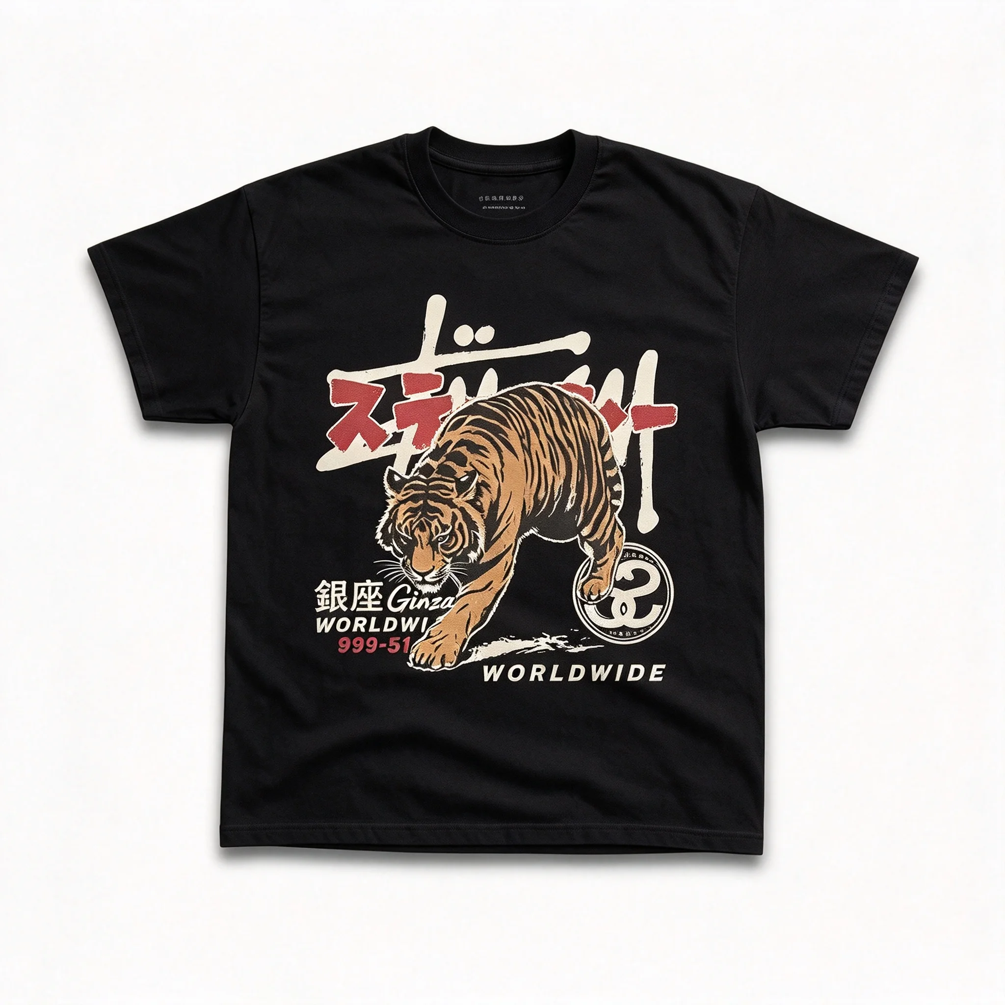 Men's and Women's T-shirt, Vintage Tiger Worldwide Graphic Tee, Y2k Insect Unisex Graphic Tees Gothic Grunge Emo Scene Amity Affliction Style Clothes Menswear Womenswear Streetwear