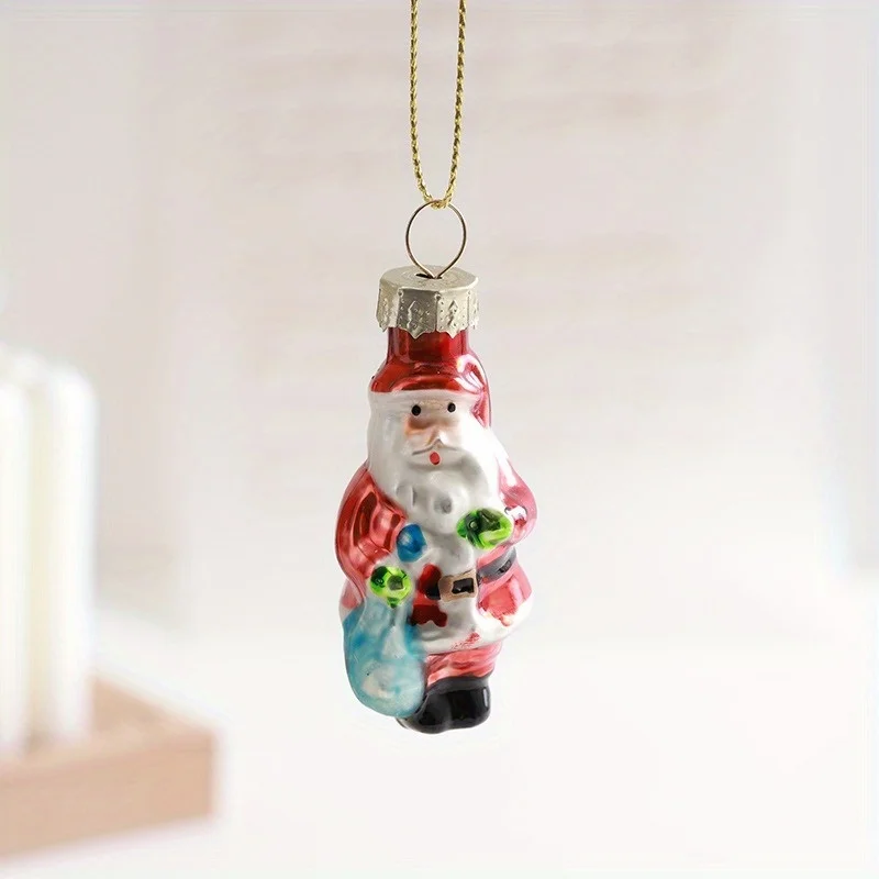 6-Piece Set Of Glass, Joyful Snowman, Santa Claus, Socks, Hanging Pendants For Window Display, Christmas Tree, Party