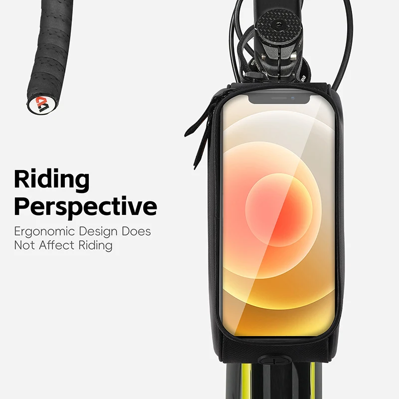 WEST BIKING 7.0 Inch Bike Phone Touch Screen Bag Bicycle Reflective Top Tube Bag EVA Hard Shell Water Repellent Front Frame Bags