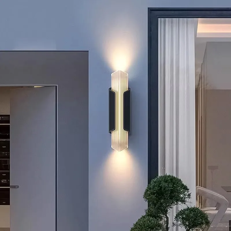 

【2026】New Modern Outdoor Wall Lamp LED Lighting Decoration Lamp Decoration Building Garden Long Rectangular Black Polished Gold