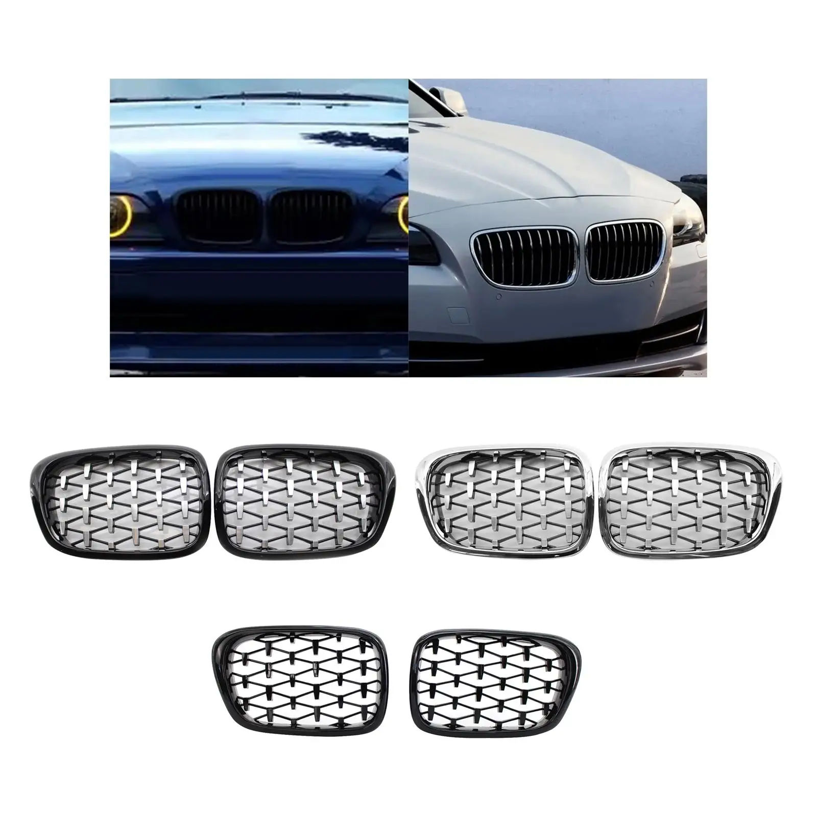 2Pcs Automotive Front Kidney Grille 51137005837 Left Right Wear Resistant for BMW 5 Series E39 525i 525TD 540IP M5