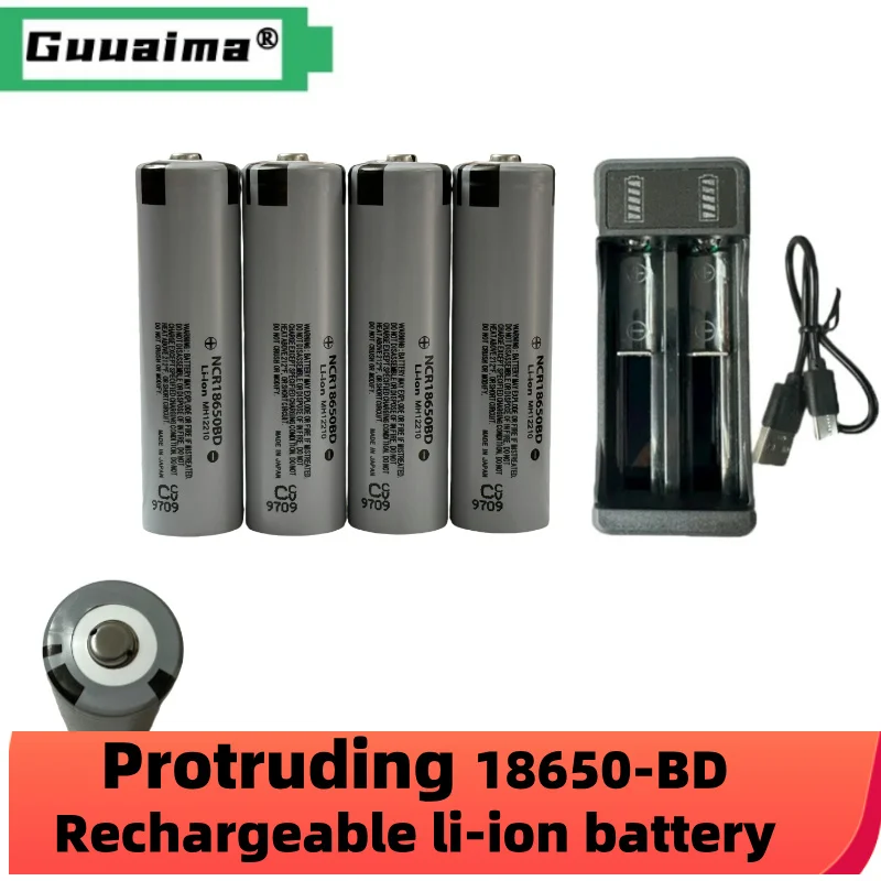 Protruding NCR18650BD 3500mAh 18650 Batteries Pointed Battery 3.7v Lithium Rechargeable Battery 20A Discharge for Flashlight