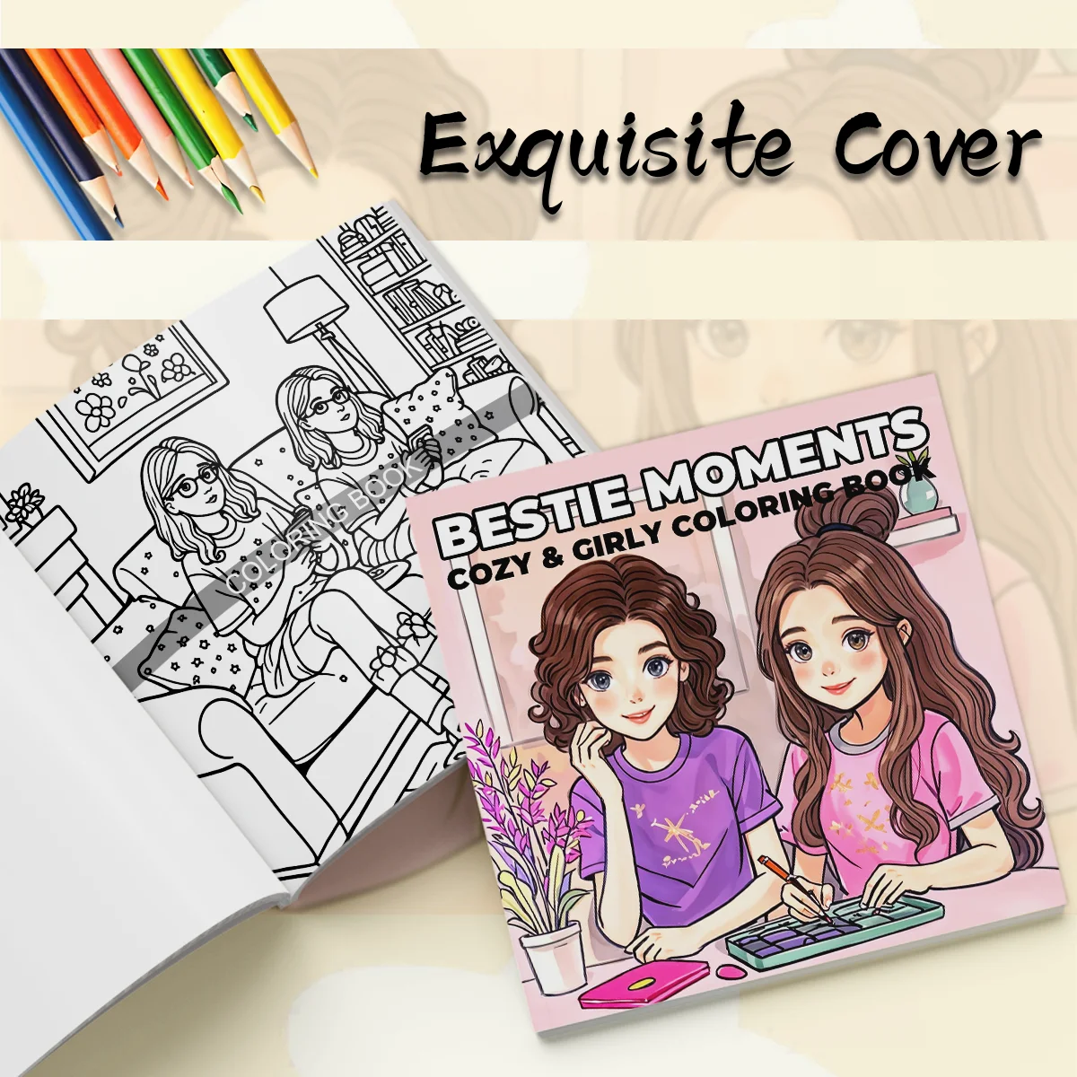 Adult Coloring Book - 7.8x7.8 Inch Unique Colorful Designs for Women, Perfect Gift for Friends and Special Occasions