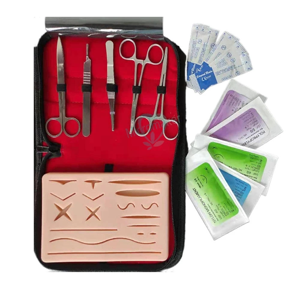 

1Set Medical Practice Traumatic Simulation Wounds Training Model Reusable Surgical Suture Kit Pad Needle Scissors Tool Kit