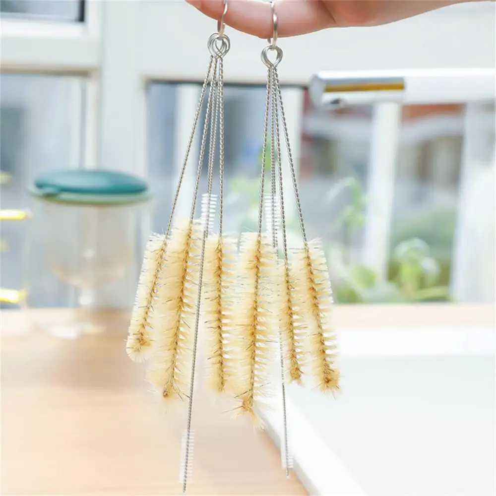 Teapot Brush Multi-functional Hard Bristles Mini Safe Cup Accessories Pot Mouth Cleaning Brush Set Tube Cleaner Stainless Steel