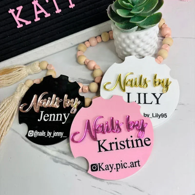 Custom Acrylic Nail Handheld Sign Technician Nailfie Photo Prop Business Nail Tech Photo Prop Beauty Salon Prop Nailfie Disc