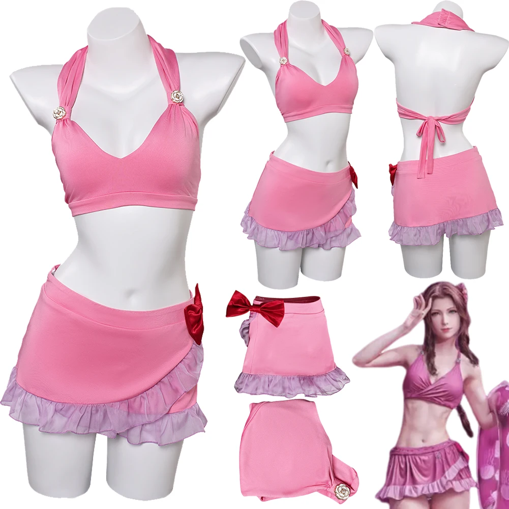 تيفا أيريث زي تنكري للنساء ، هالوين FF7 ولادة جديدة ، ملابس الشاطئ ، لعبة أنيمي ، نهائي ، فستان فاخر ، حفلة ، قماش لعب أدوار