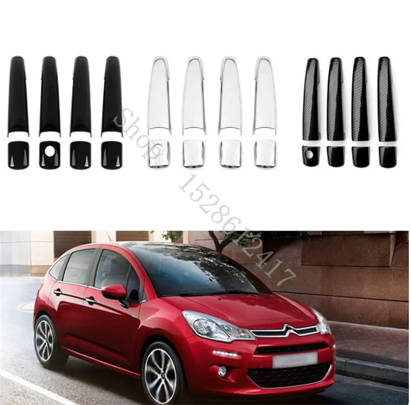 For Citroen C3 2010 2011 2012-2016 Door Handle Cover car door handle protector trim Overlay Molding Garnish car-styling