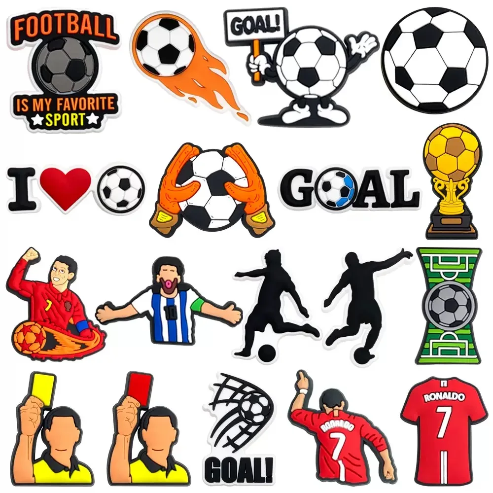 18-36 Stück Fußball-Serie Schuh-Charms PVC Schuhdekorationen Clogs Sandalen Armband Zubehör Schnalle Damen Herren Partygeschenke – Detail 6