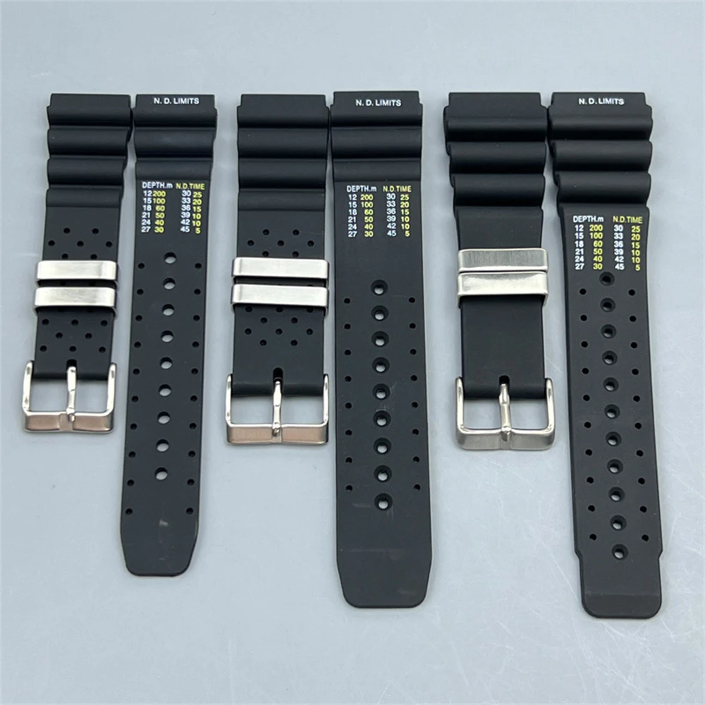 20mm 22mm 24mm silicone strap for Seiko Diver band with steel ring Strap Bracelet Accessories